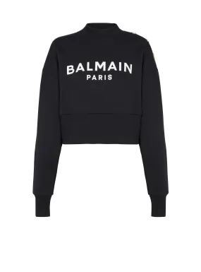 BALMAIN  Sweat-shirt court en coton éco-responsable imprimé logo balmain - Noir