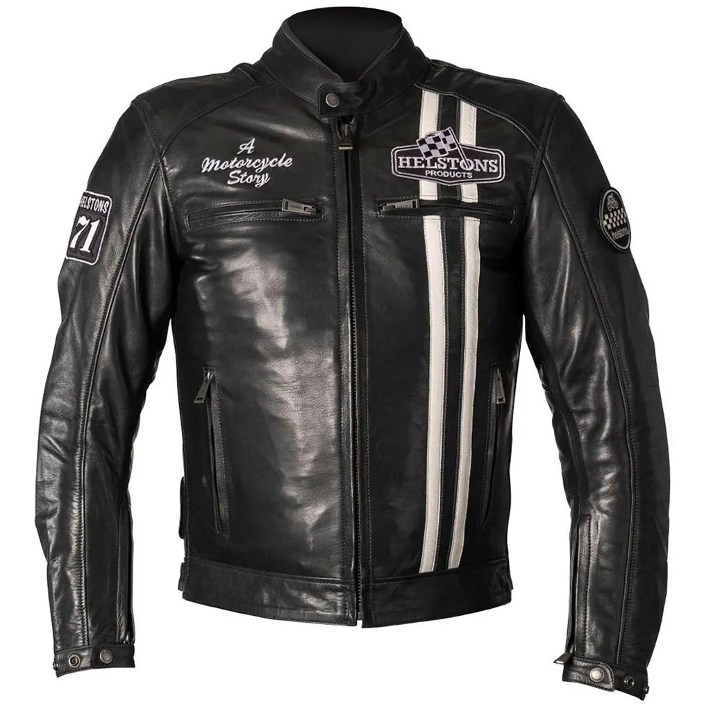 Blouson INDY HELSTONS Bleu/Blanc - MAXXESS.FR, Blouson moto cuir