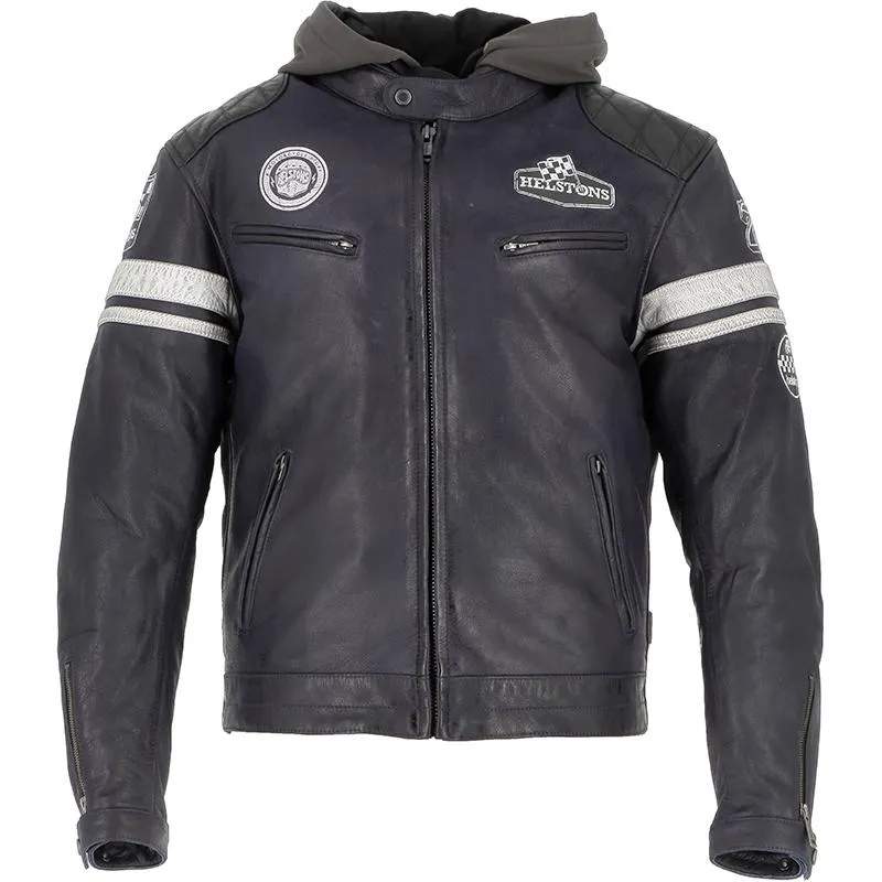 Blouson RIPOSTE HELSTONS bleu - MAXXESS.FR, Blouson moto cuir