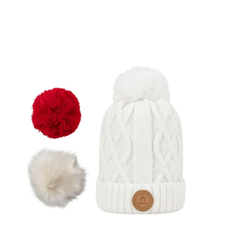 Bonnet avec 3 pompons interchangeables Cabaïa taille unique Appletini White polaire - Blanc