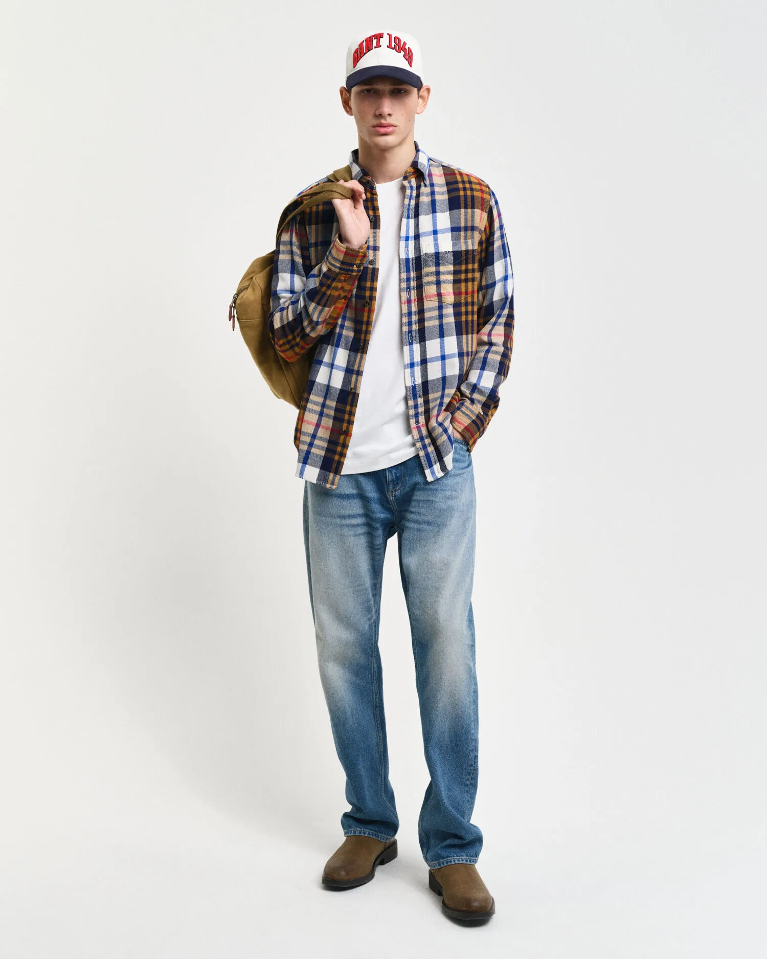 Chemise regular fit en sergé à carreaux