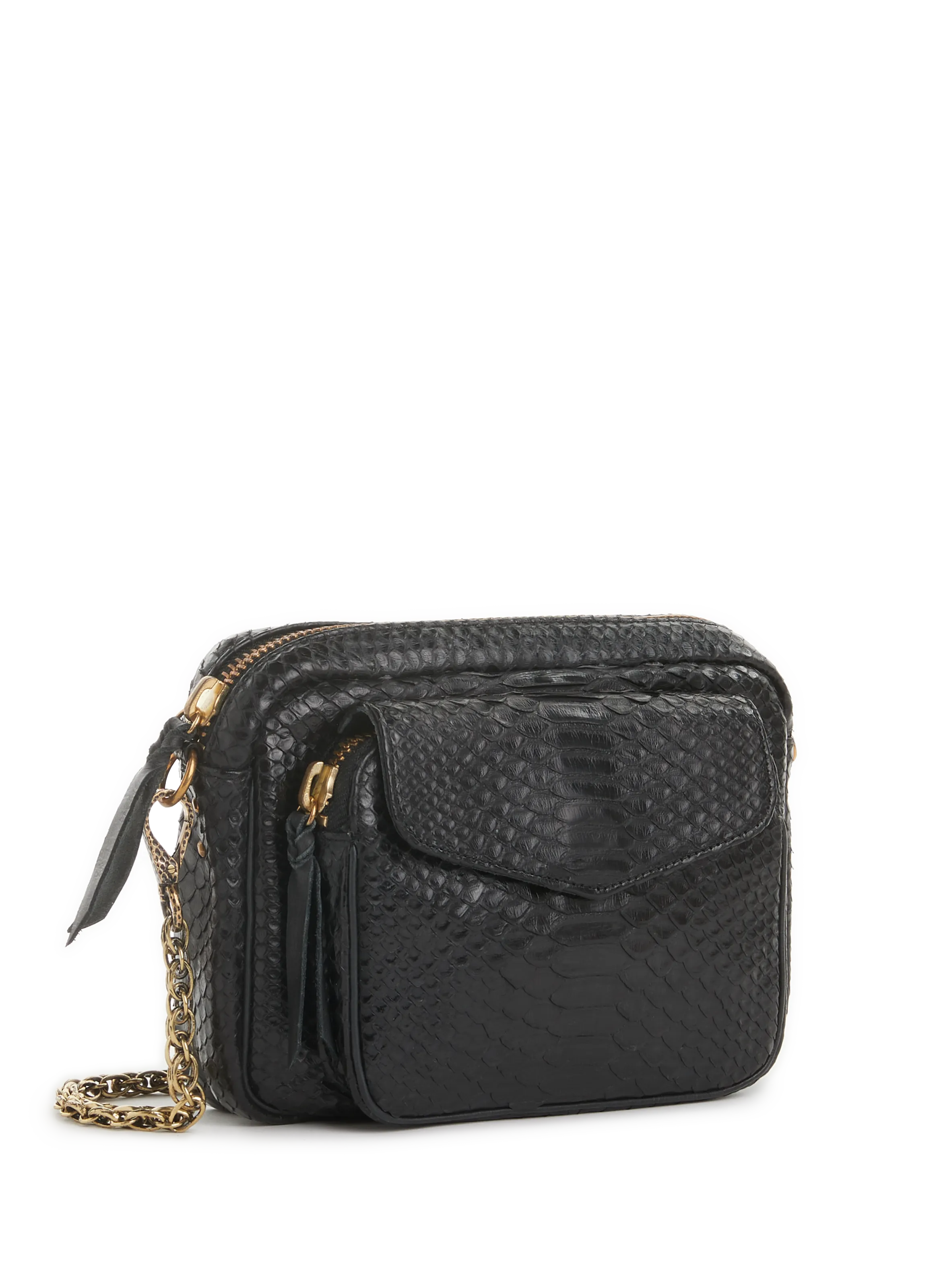 CLARIS VIROT  Sac à bandoulière Charly en cuir de python - Noir