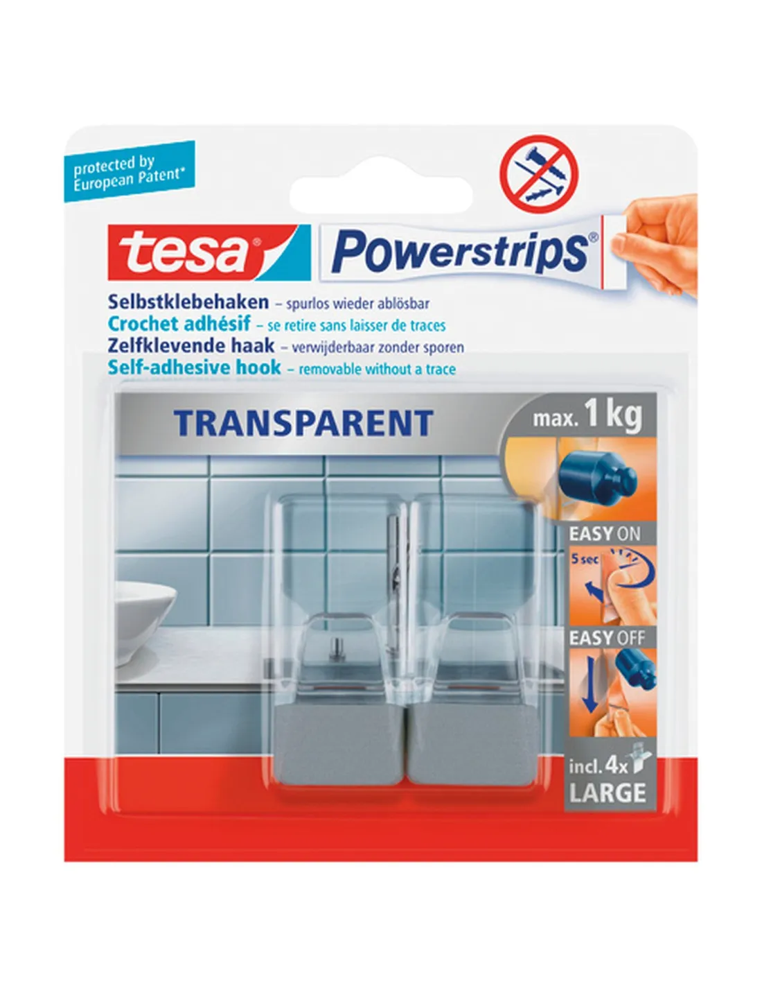 crochets powerstrips rectangulaires bi-matières - tesa
