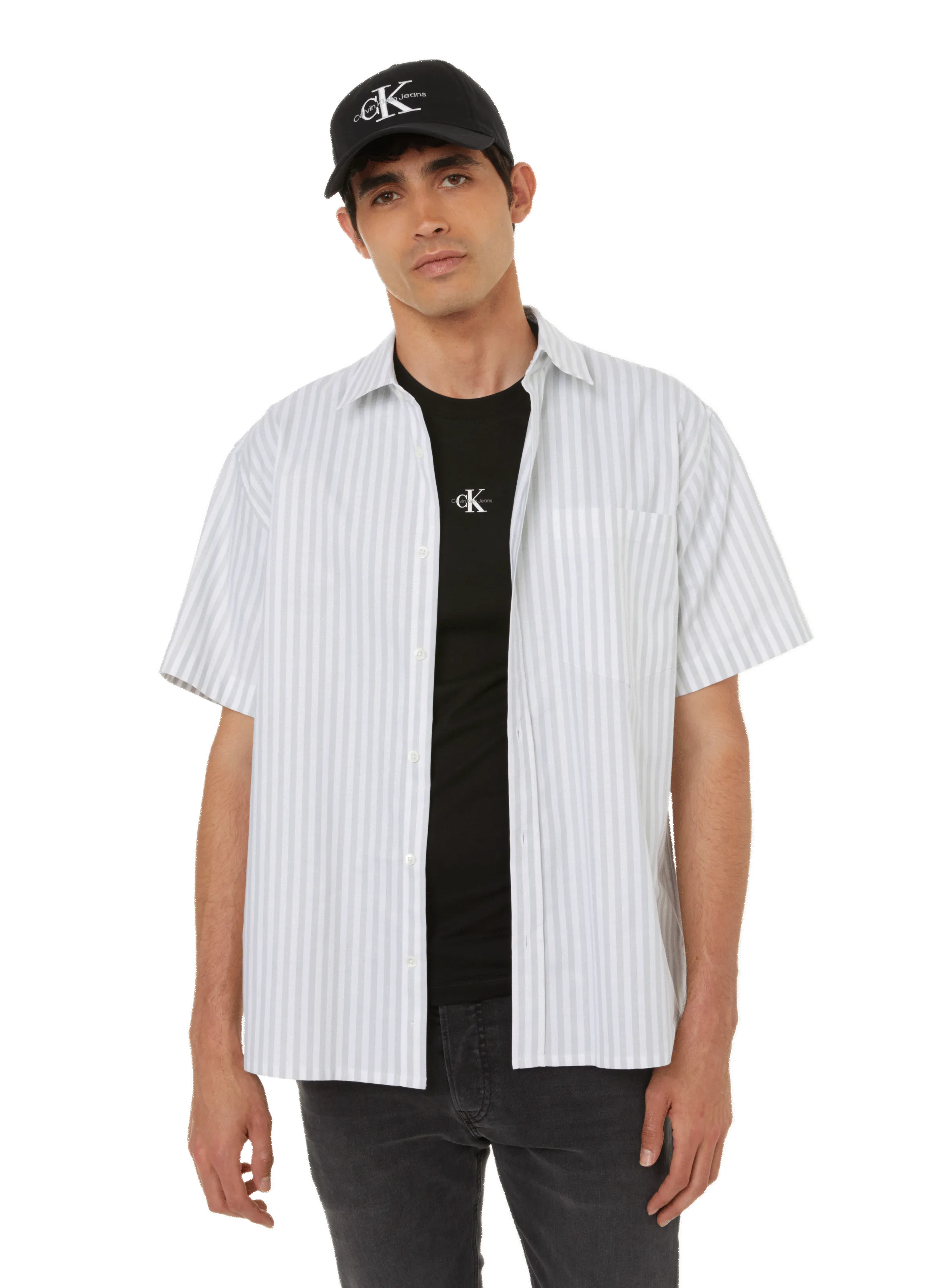 EDITIONS 102  Chemise Borge rayée en coton - Kaki