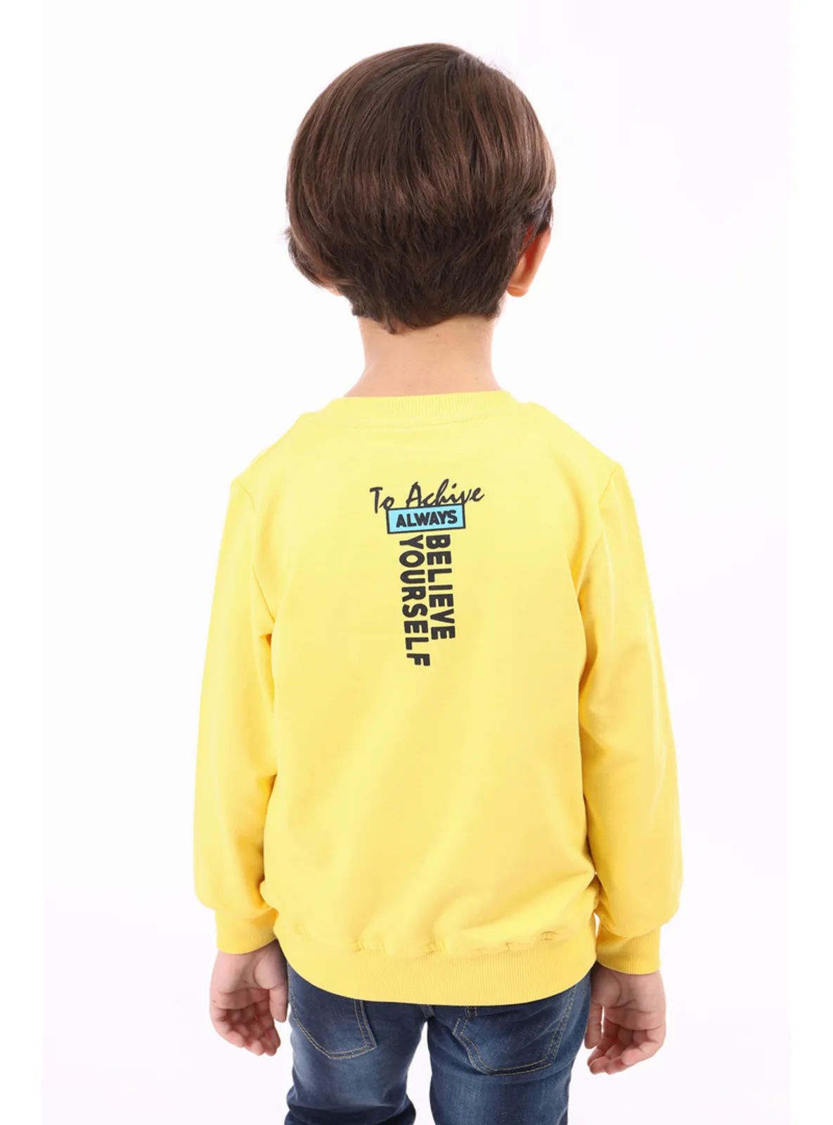 Green - Sea Green - Black - Yellow - Boys` Sweatshirt