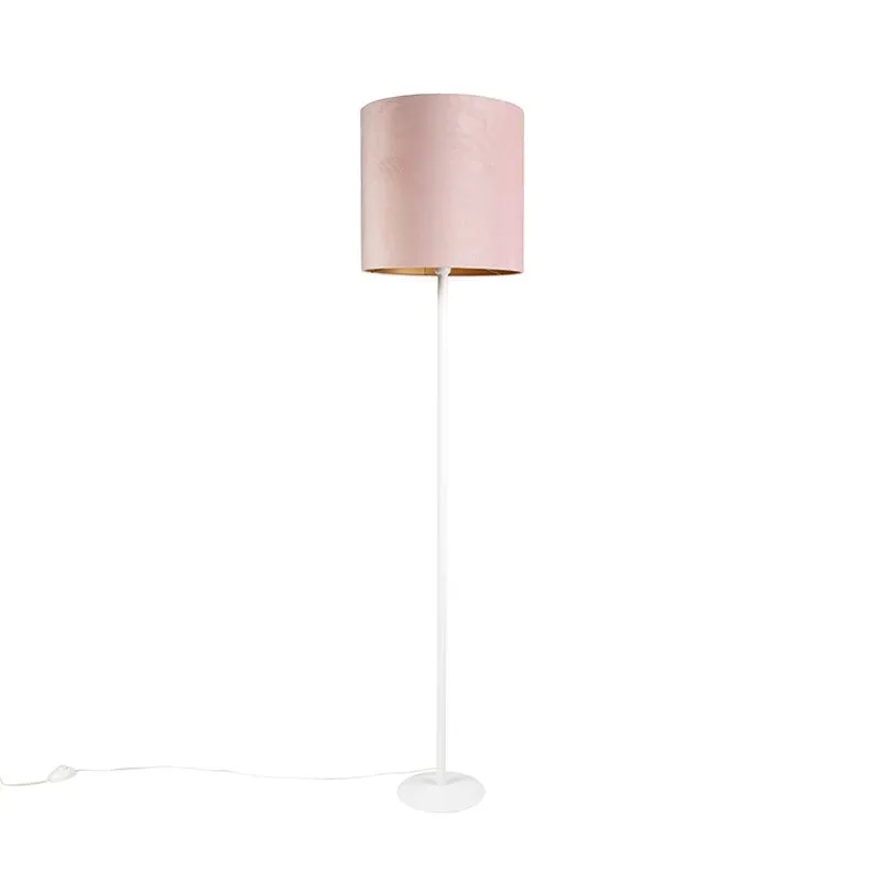 Lampadaire romantique blanc avec abat-jour rose 40 cm - Simplo