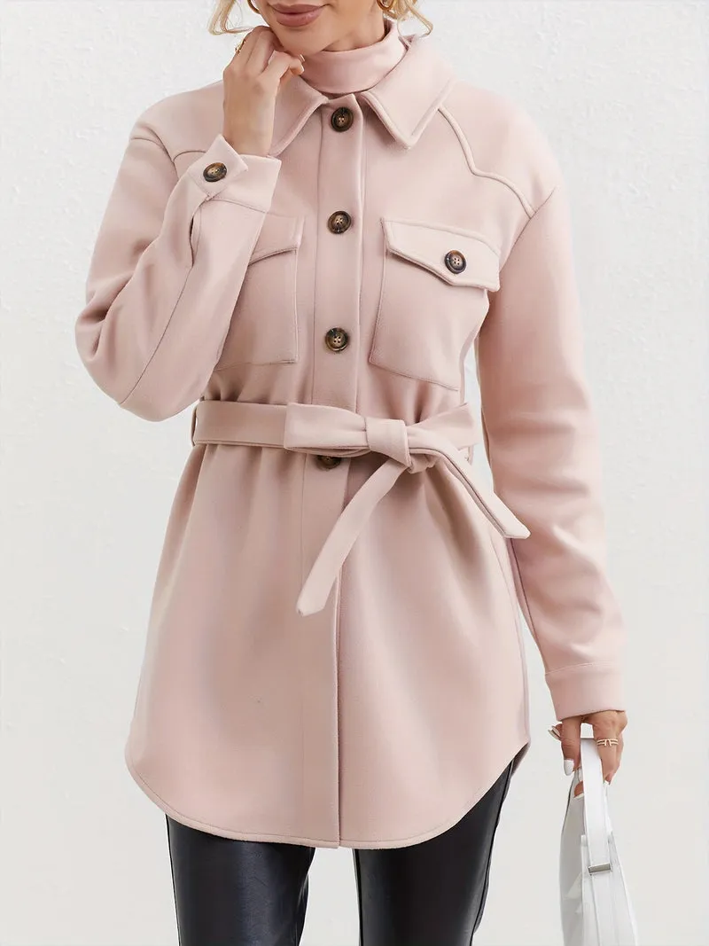 Manteau légant pour Femmes avec Ceinture et Détails Raffinés – Idéal pour l’Hiver