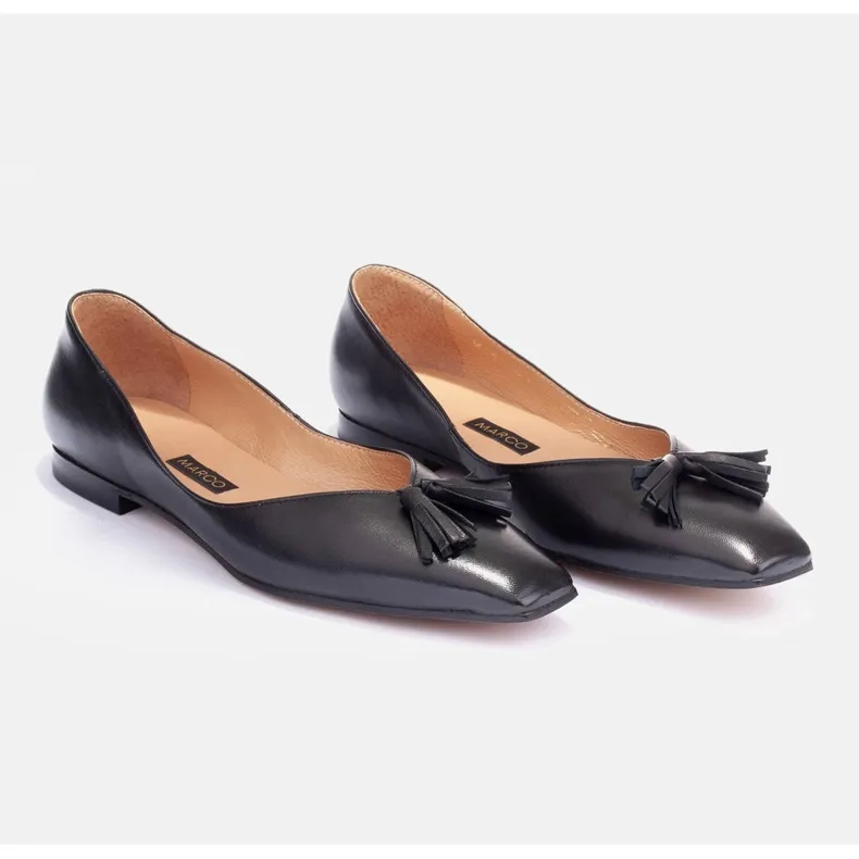 Marco Shoes Ballerines subtiles à franges le noir