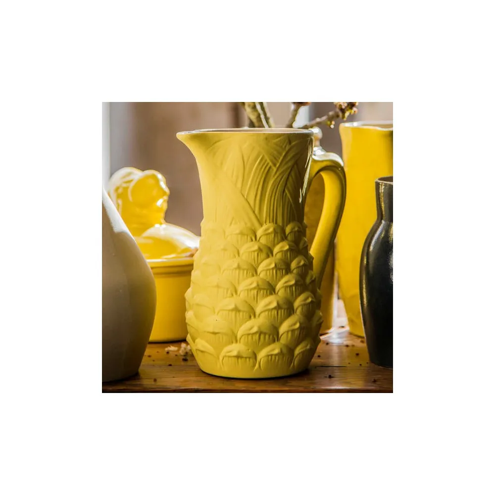 Pichet vase jaune Ananas Digoin en grès