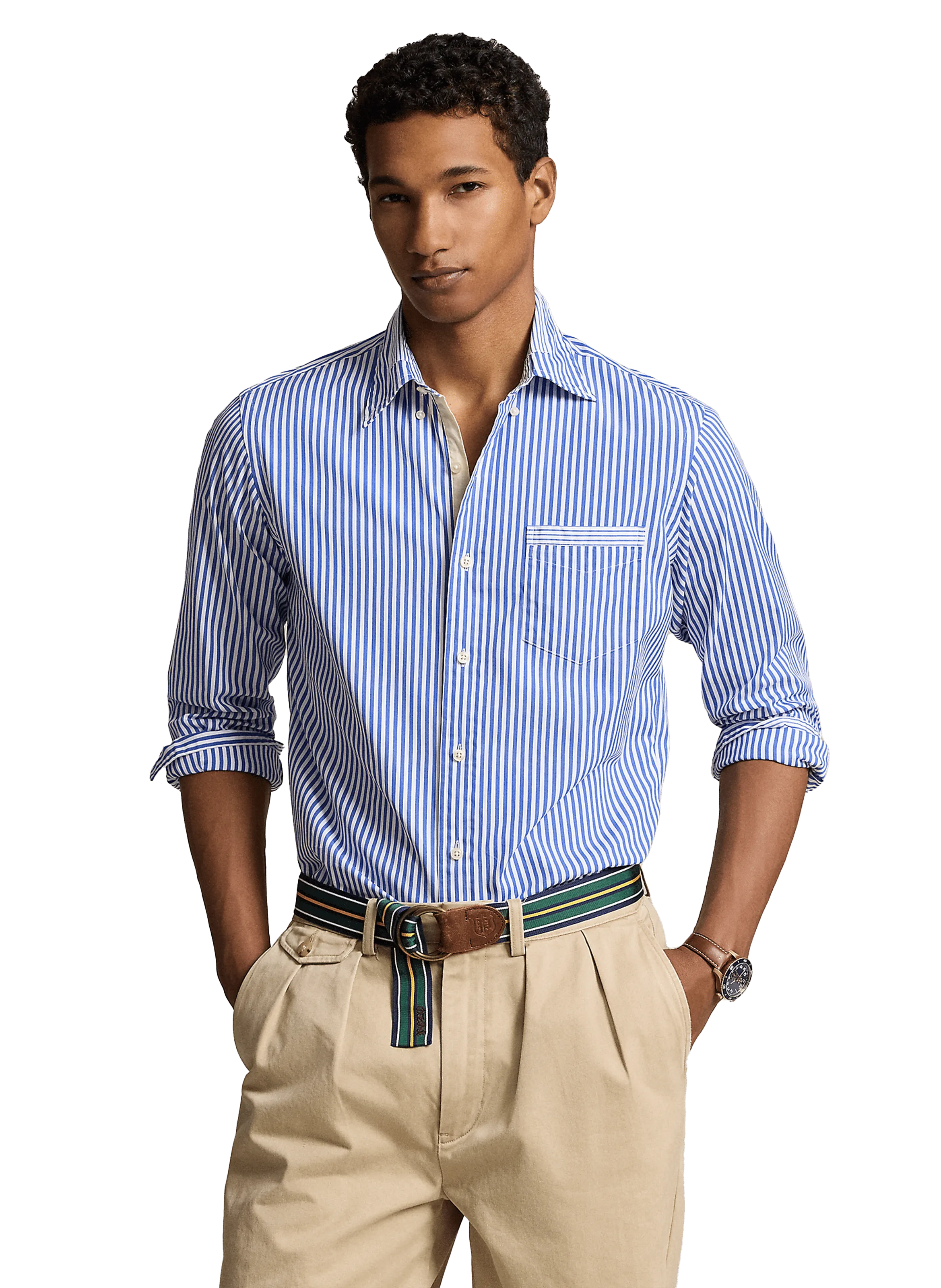 POLO RALPH LAUREN  Chemise rayée en coton  - Bleu