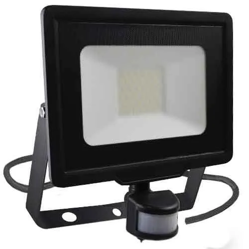 Projecteur extérieur LED extra plat précâblé à détection 30W noir -