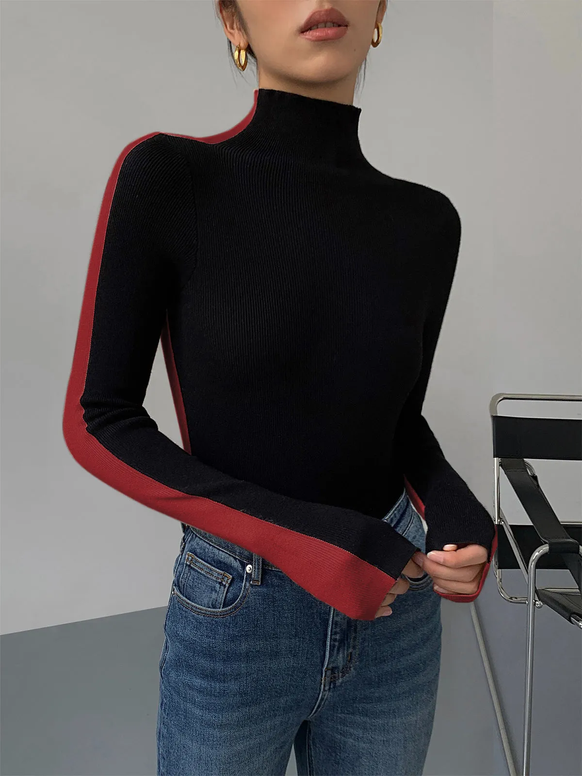 Pull Femme Bicolore à Manches Longues | TWOTONEKNIT™