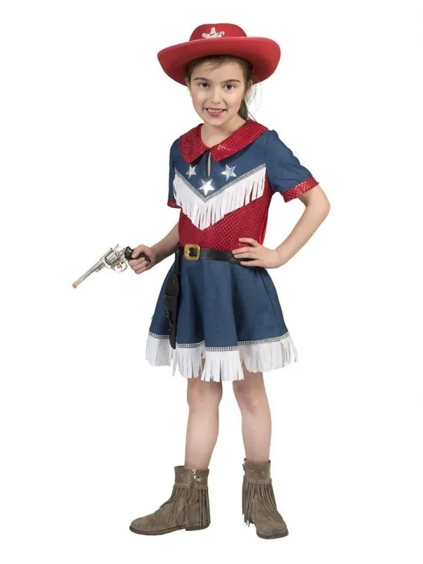 Robe Country Fille, bleu, blanc, rouge