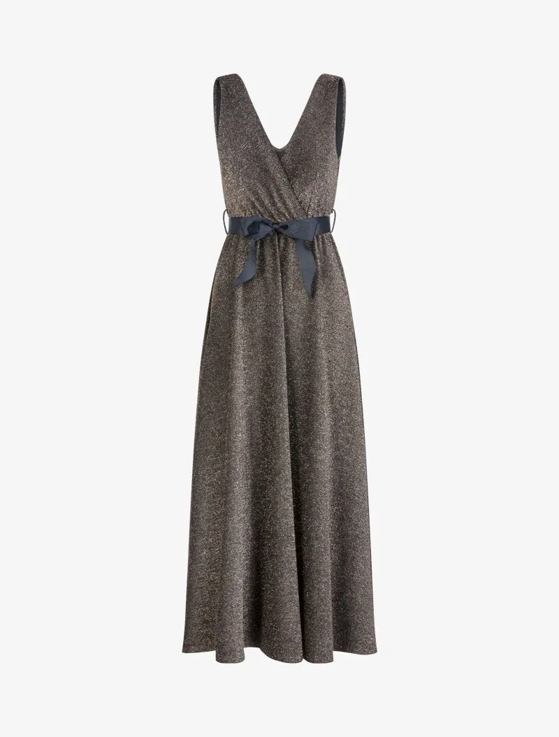 Robe longue pailletée - or