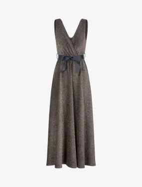 Robe longue pailletée - or