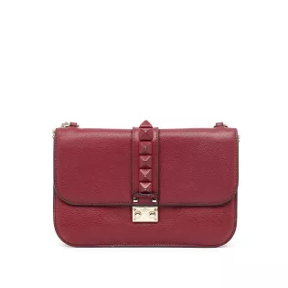 Sac porté épaule Valentino Cuir grainé Bordeaux