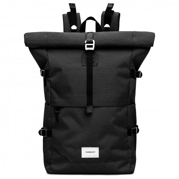 Sac à Dos Sandqvist Bernt Black avec du Cuir Noir