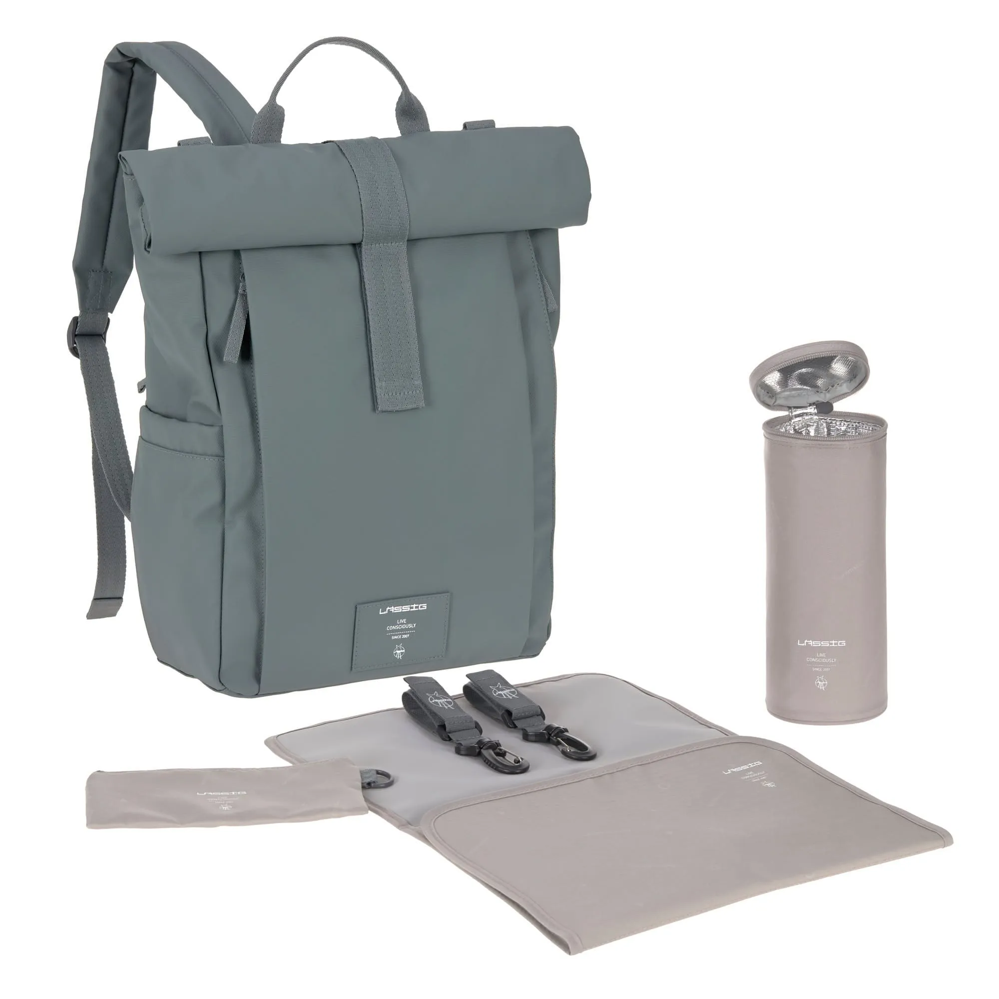 Sac à dos à langer - Rolltop up, anthracite | Lässig
