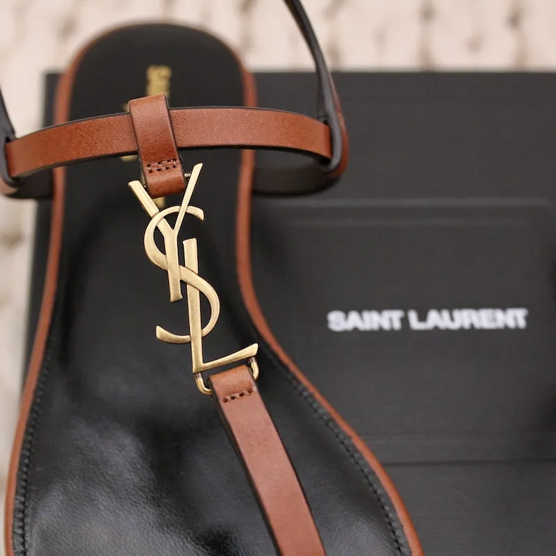 Sandales Cassandra en cuir camarel p.38 –  Saint Laurent