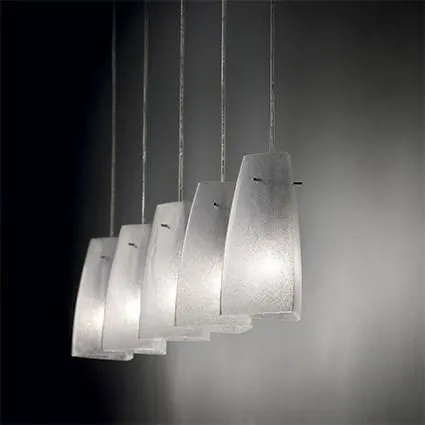 Suspension 5 lampes design Ideal lux Sugar Chrome Métal