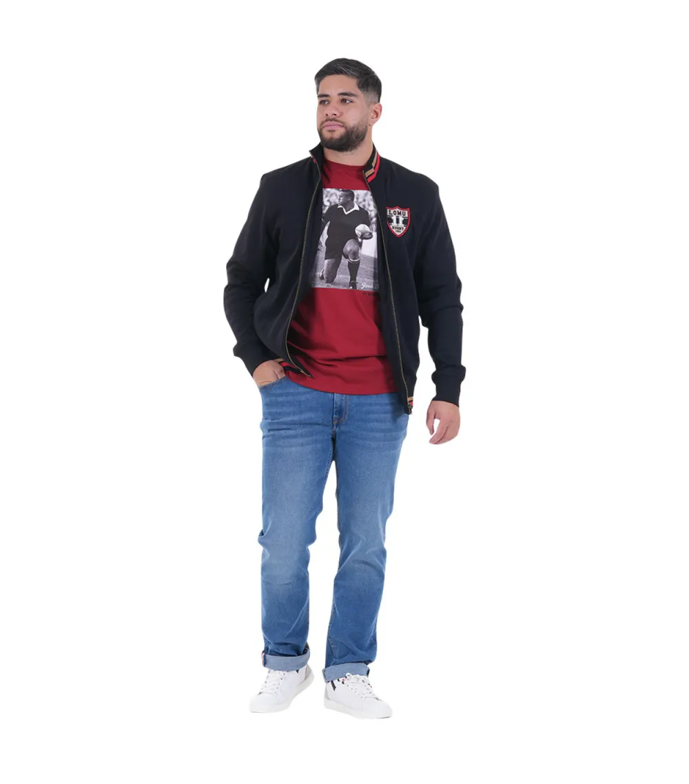 Sweat Ruckfield coton avec manches longues et col montant noir