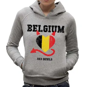 Sweat à capuche gris Belgique avec cœur pour femme | MarketOnWeb