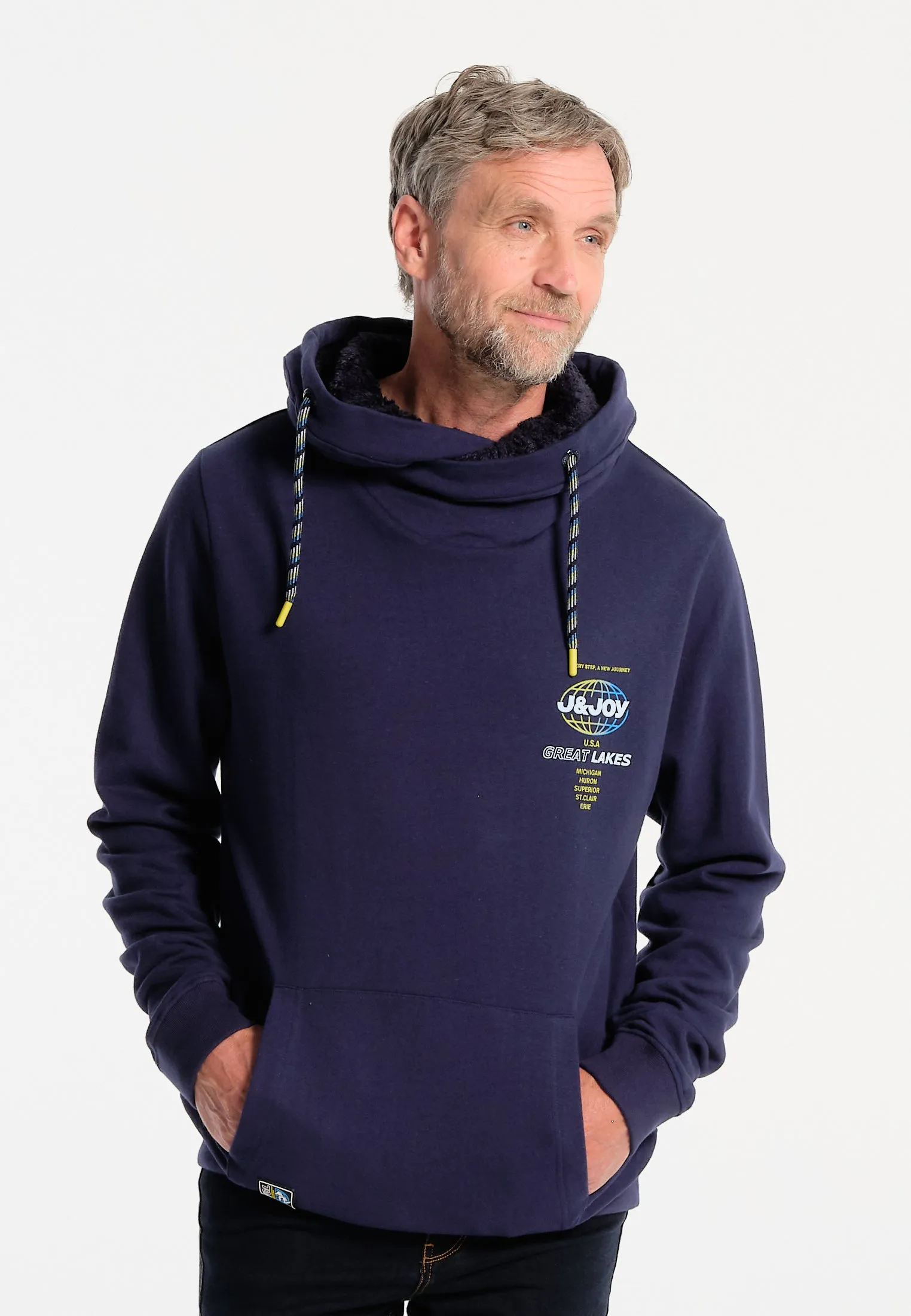 Sweatshirt homme bleu marine avec col haut