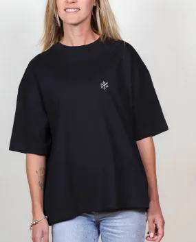 T SHIRT OVERSIZE FEMME BRODE : FLOCON DE NEIGE - Les Savoyards