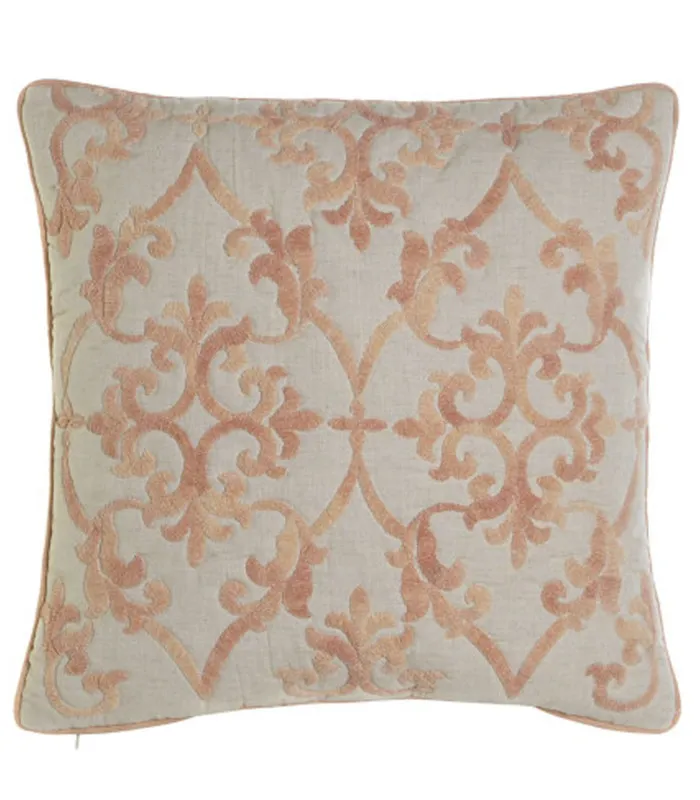 Taie d'oreiller carré brodé rose 50x50x1cm