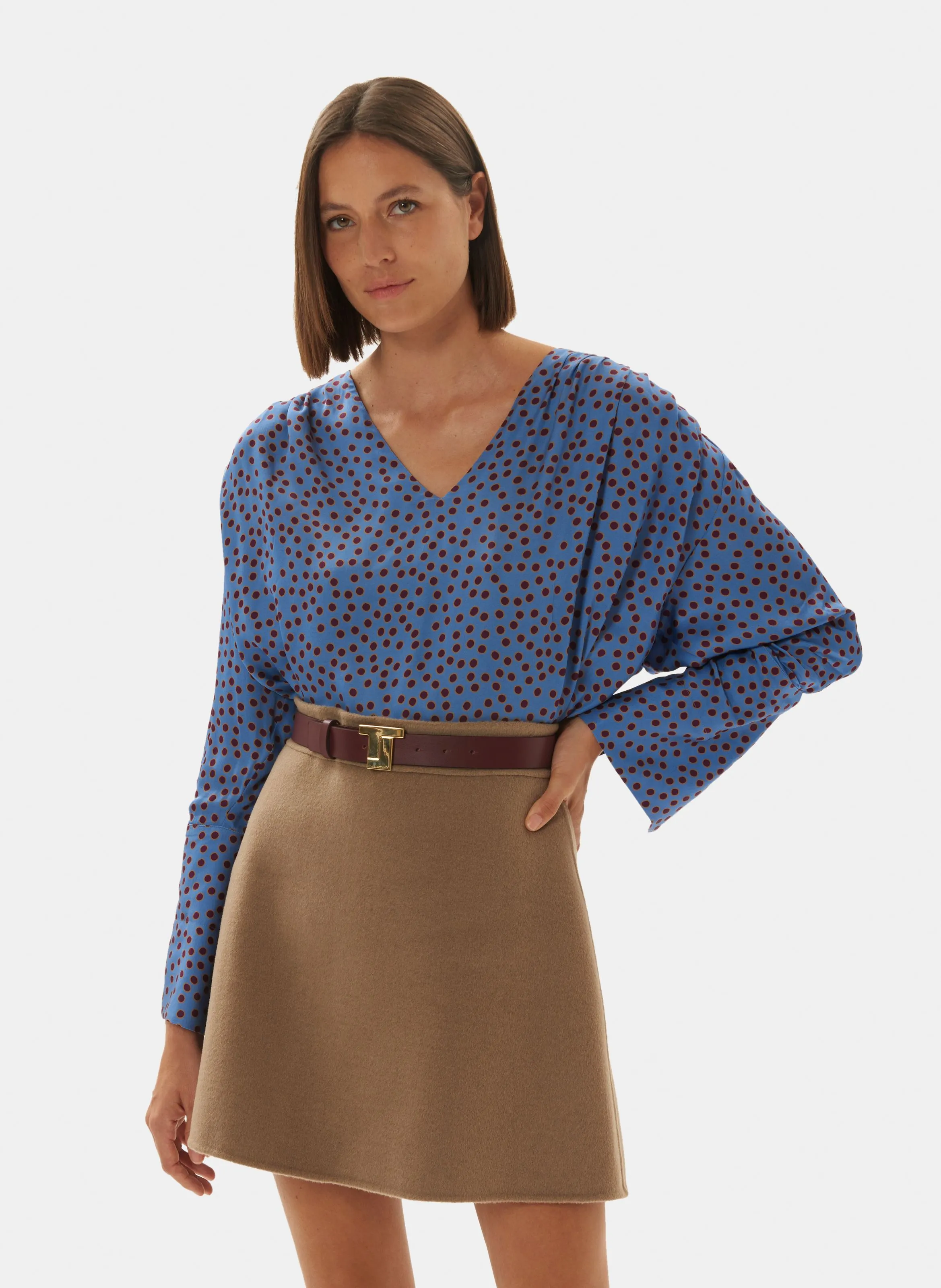 TARA JARMON  Chemise  pois courte  v - caroline - Bleu