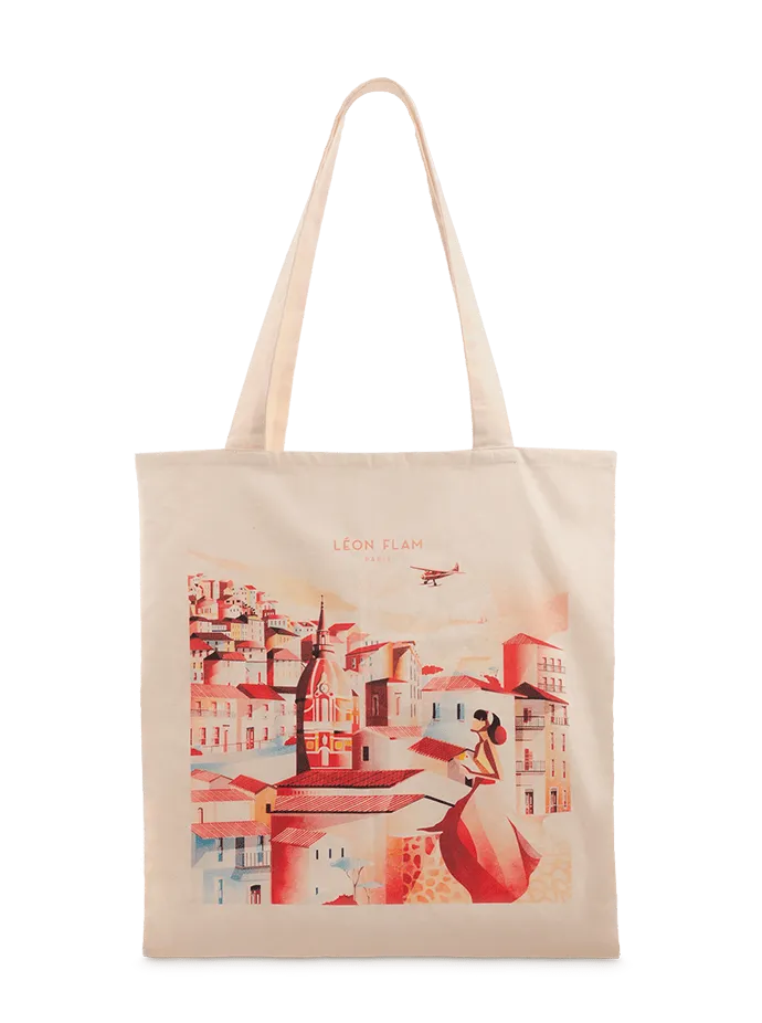 Tote Bag - Coton Beige Imprimé