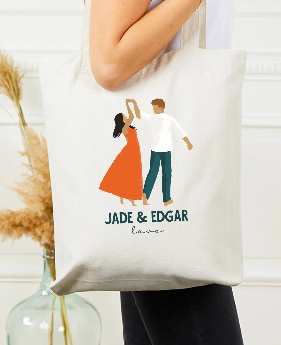 Tote bag Couple qui danse personnalisé