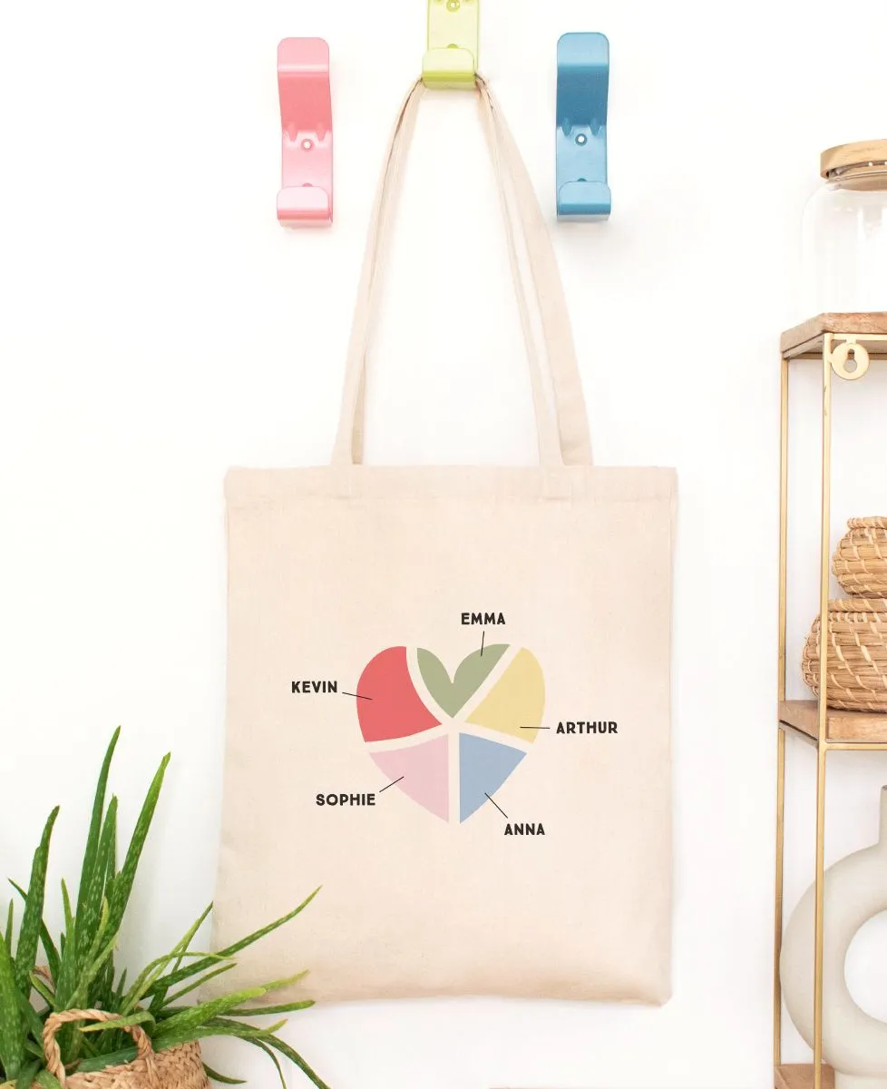 Tote bag Fractions de coeur personnalisé