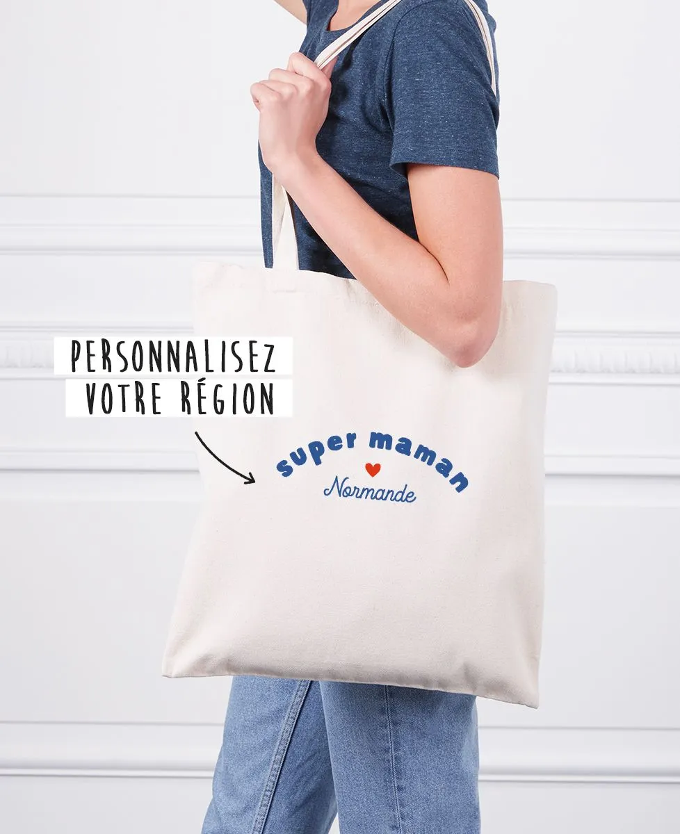 Tote bag Super Maman région personnalisé